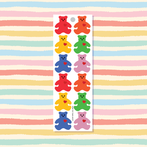 Rainbow Teddy Bears Vinyl Sticker Strip