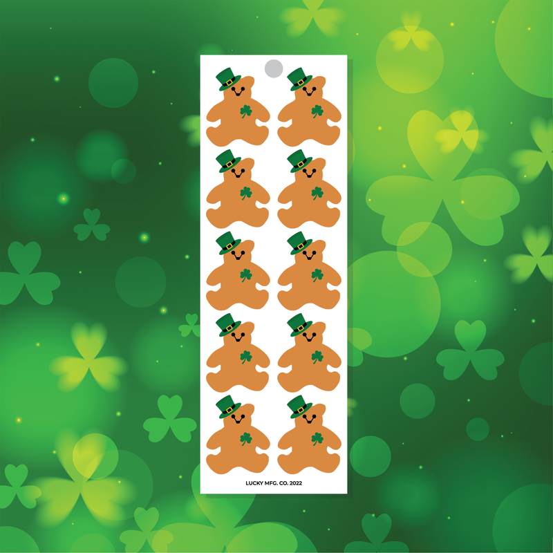 Small St. Patrick's Day Bears Vinyl Sticker Strip