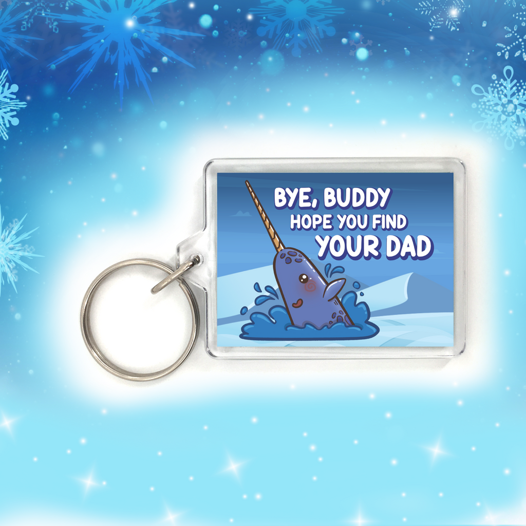 Elf Movie "Bye Buddy I Hope You Find Your Dad!" X-Mas Quote Holiday Key-Chain