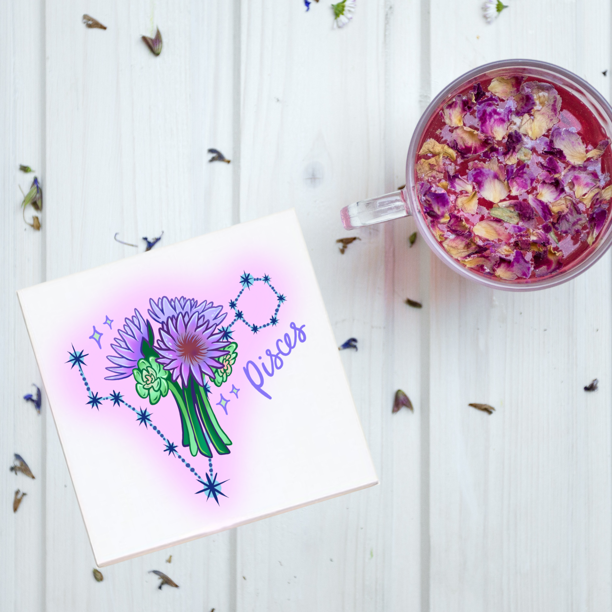 Pisces Zodiac Flower Coaster – Madcap & Co Pisces Zodiac Flower Coaster – Madcap & Co