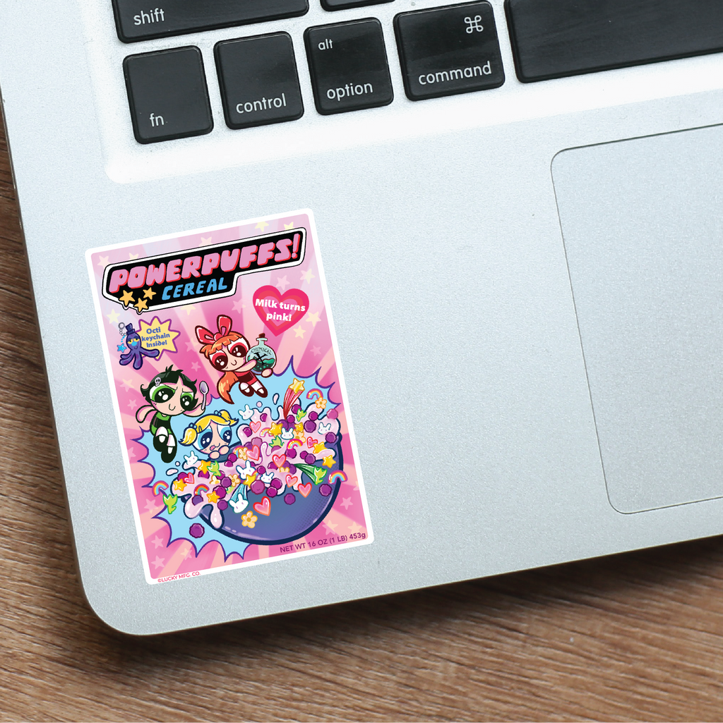 Powerpuff Girls "Powerpuffs" Cereal Parody Vinyl Sticker