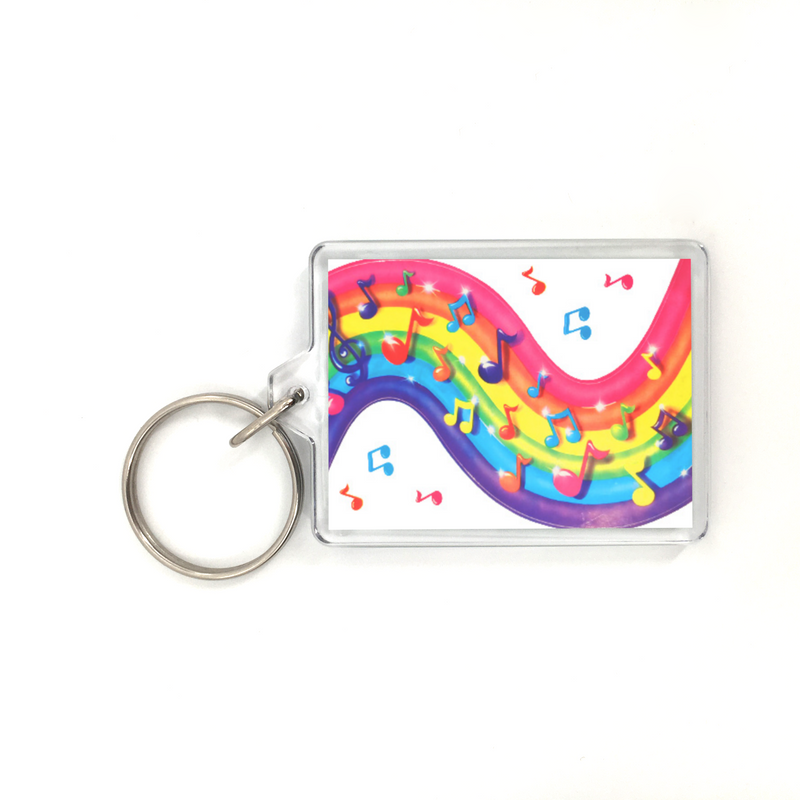 Rainbow Music Notes Plastic Keychain