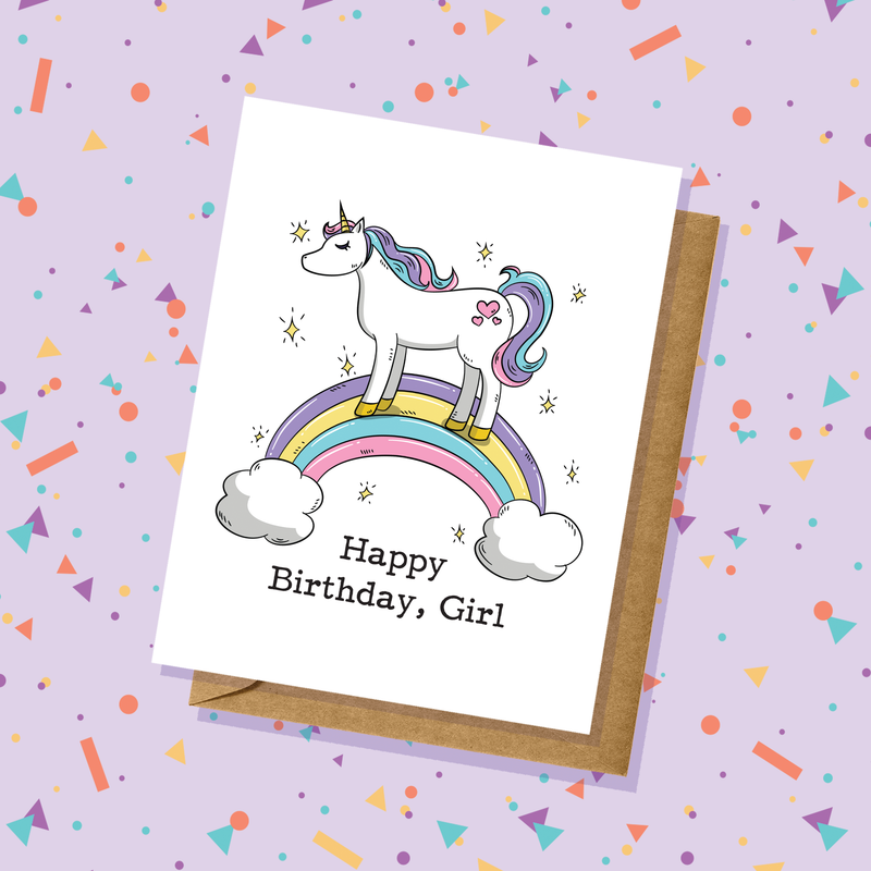 Happy Birthday Unicorn Greeting Card Rainbow Clouds Magical Pride Handmade Cute