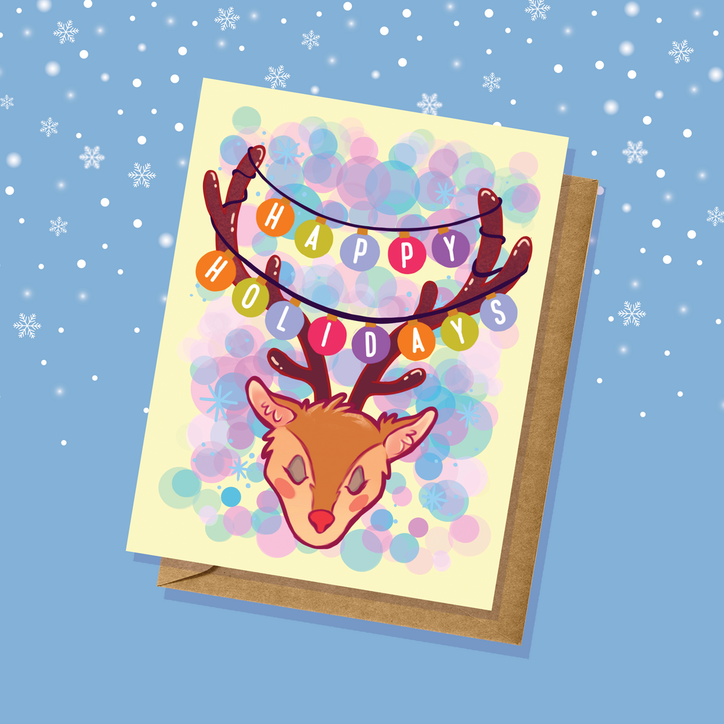 Cute Retro Reindeer Holiday Card