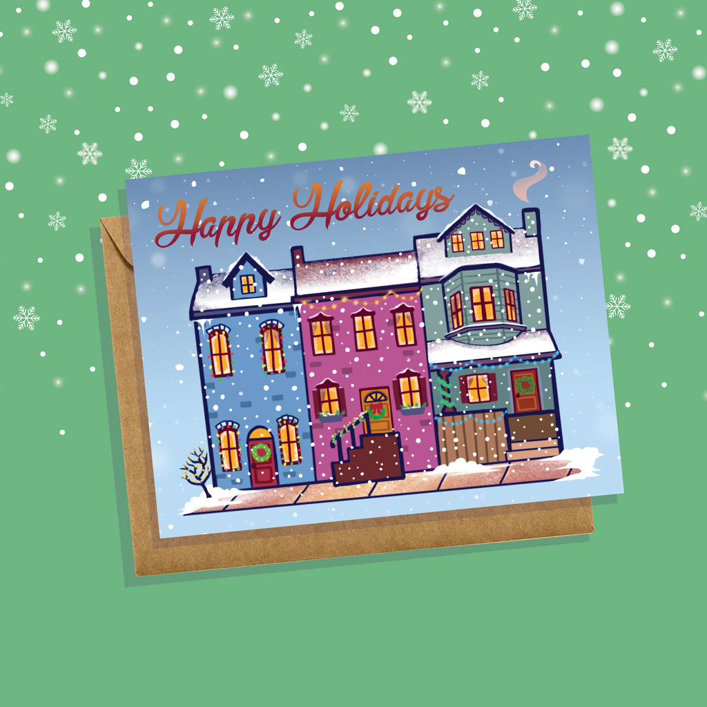 Cozy Row Houses Holiday Card
