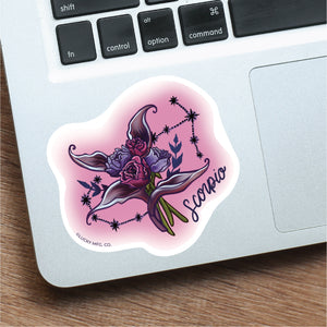 Scorpio Zodiac Flower Vinyl Sticker