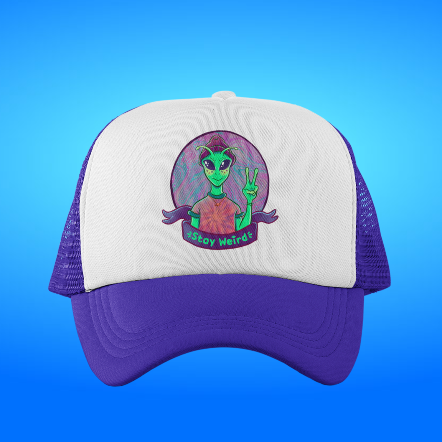 Stay Weird Alien Trucker Style Hat Madcap Co