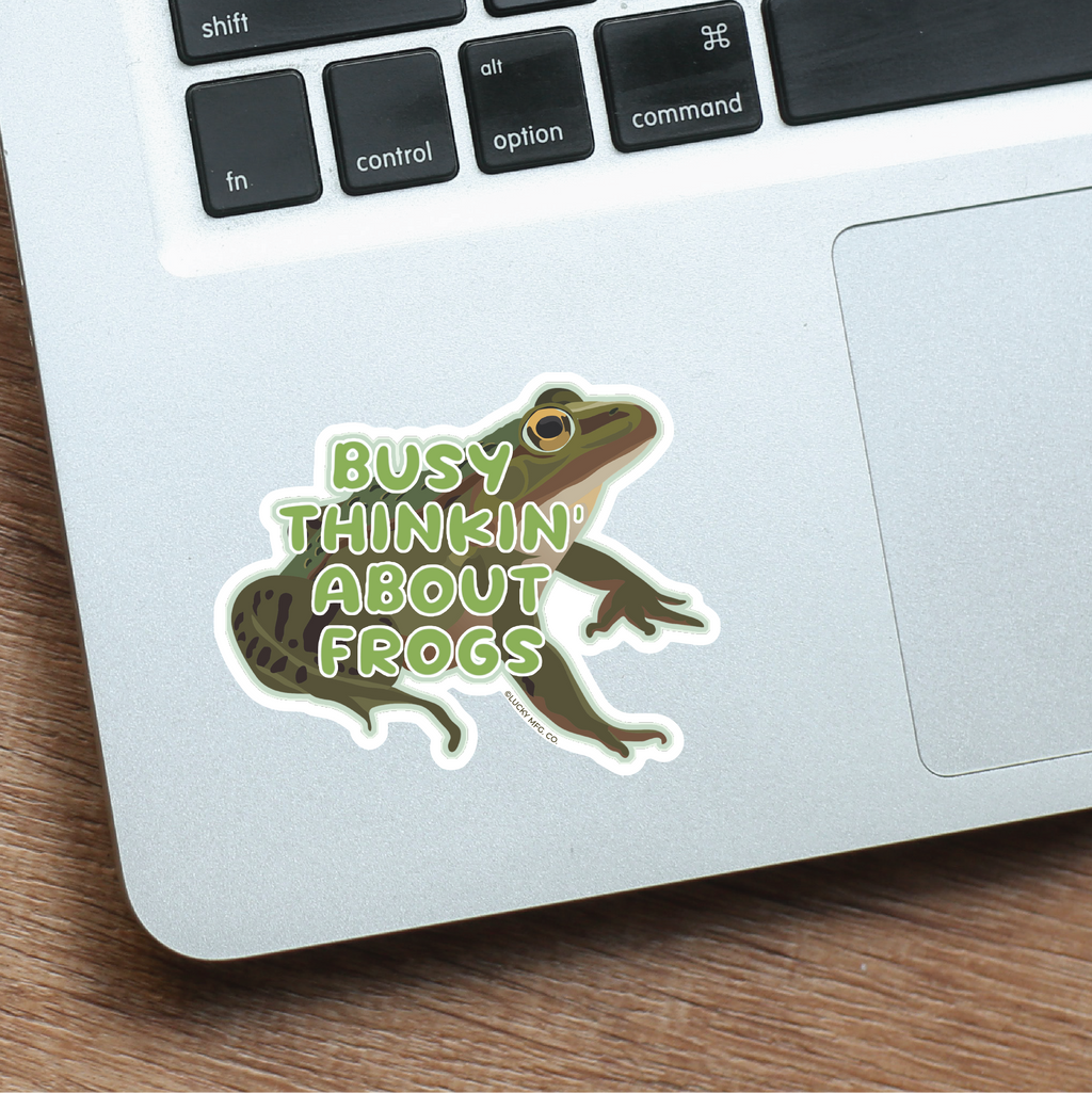 Busy Thinkin' About Frogs Vinyl Sticker