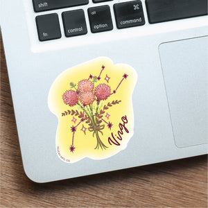 Virgo Zodiac Flower Vinyl Sticker