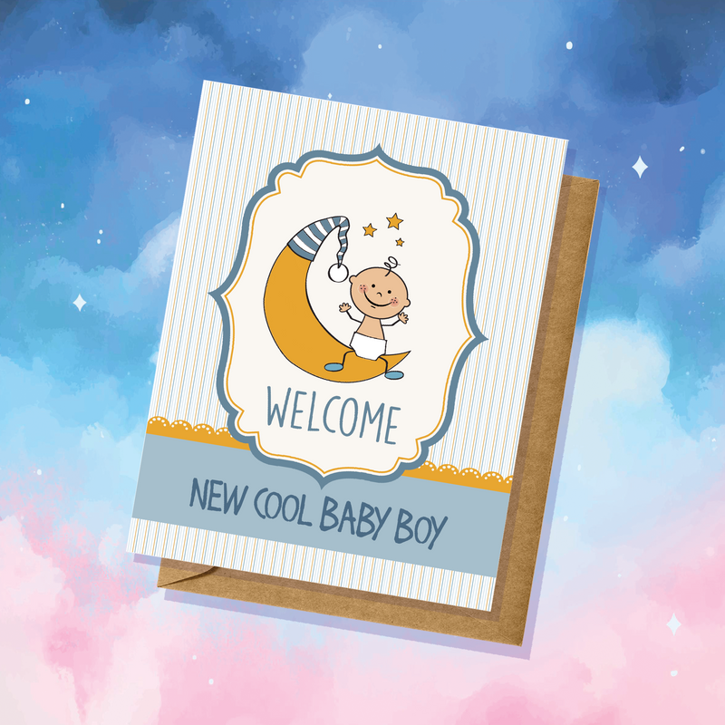 Welcome New Cool Baby Boy Card