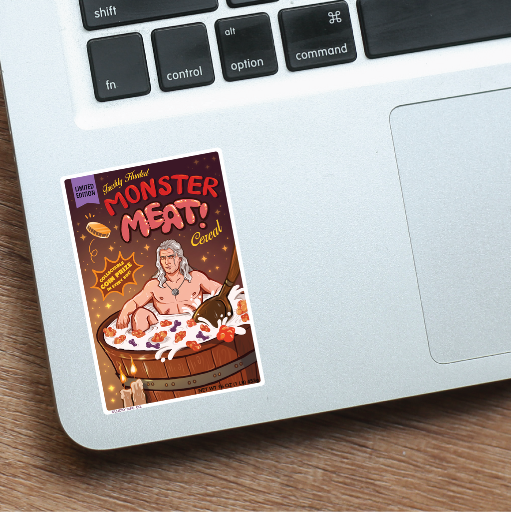 The Witcher "Monster Meat" Cereal Parody Vinyl Sticker