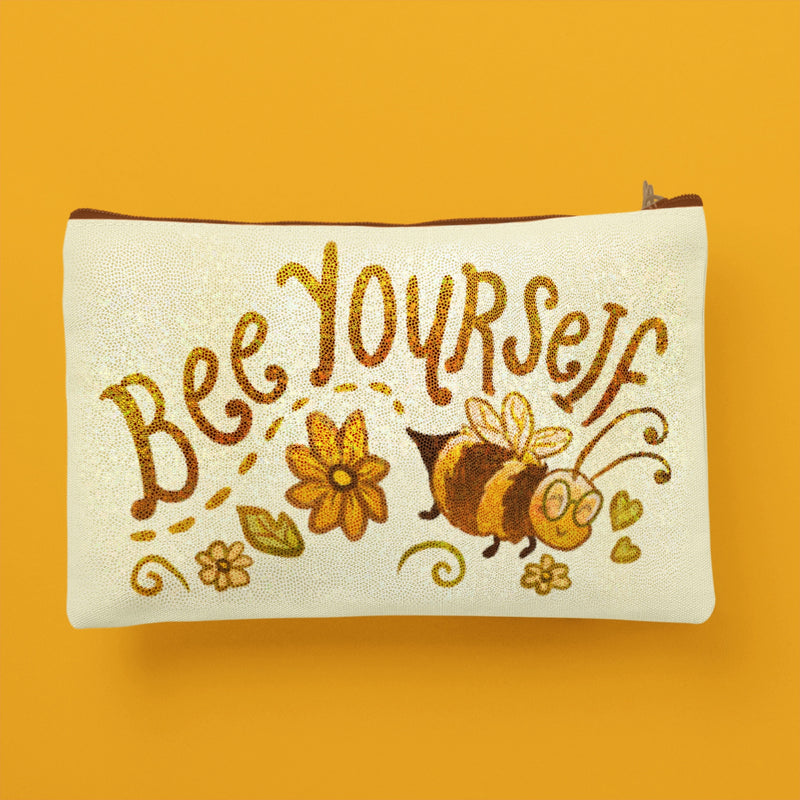 "Bee Yourself" Sparkly Zipper Pouch