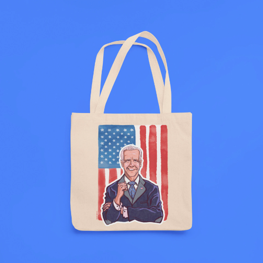 Joe Biden Illustrated Portrait Tote Bag