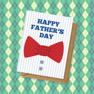 Happy Father's Day Card || Shirt w/Bow Tie Cute, Simple Card For Dad Small Batch Handmade in USA Blank Inside Greeting Cards