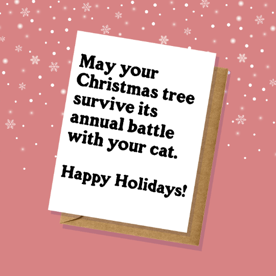 Cat vs. Tree Christmas/Holiday Card