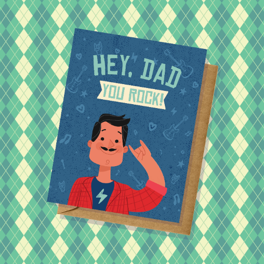 Hey Dad, You Rock Father's Day Card Cute, Minimalist, Simple Card For Dad Handmade in USA Blank Inside Greeting Cards