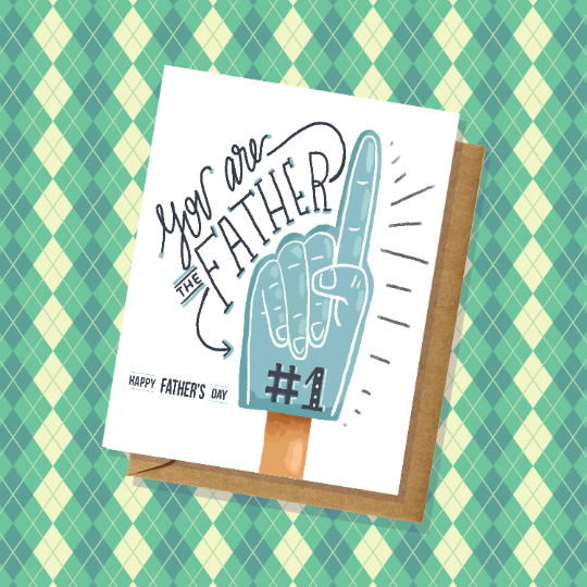 You Are the Number One Father Card Fun and Simple For Dad or Grandpa Foam Finger Handmade in USA Blank Inside Greeting Cards