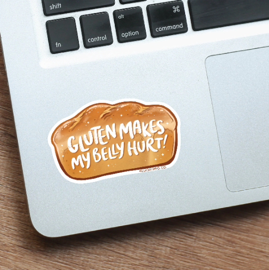"Gluten Makes My Belly Hurt" Gluten Allergy Vinyl Sticker
