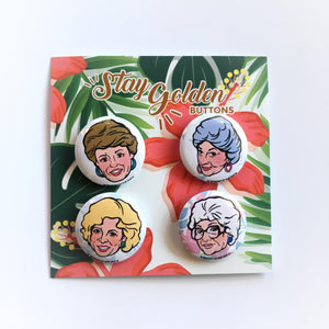 Golden Girls Pins Set of 4 Rose Blanche Sophia Dorothy Betty White TV Show Sitcom 80s Nostalgia
