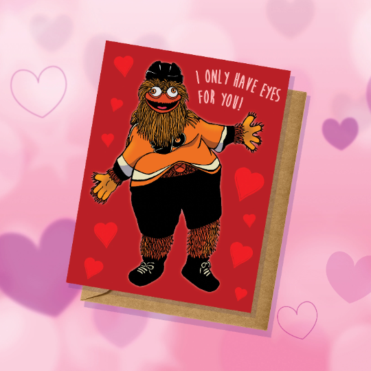 Gritty Valentine's Day Card Philadelphia Flyers Philly Love Anniversary Hockey
