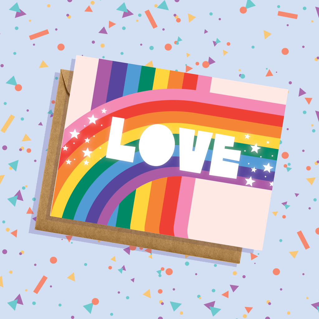 Pride Love in Rainbows and Stars Greeting Card