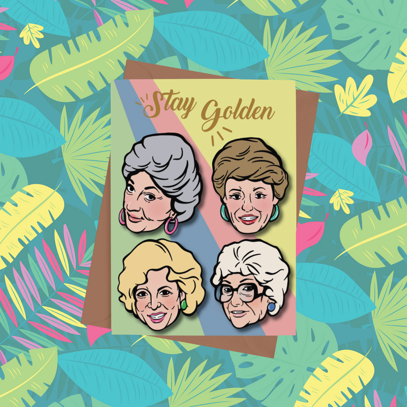 Golden Girls Sticker Card Stay Golden Rose Dorothy Blanche Sophia Betty White TV Show Comedy Sitcom 80s