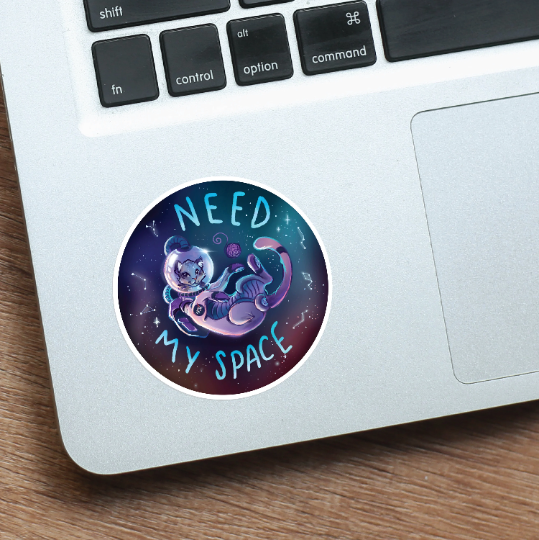 "Need My Space" Astronaut Kitty Vinyl Sticker