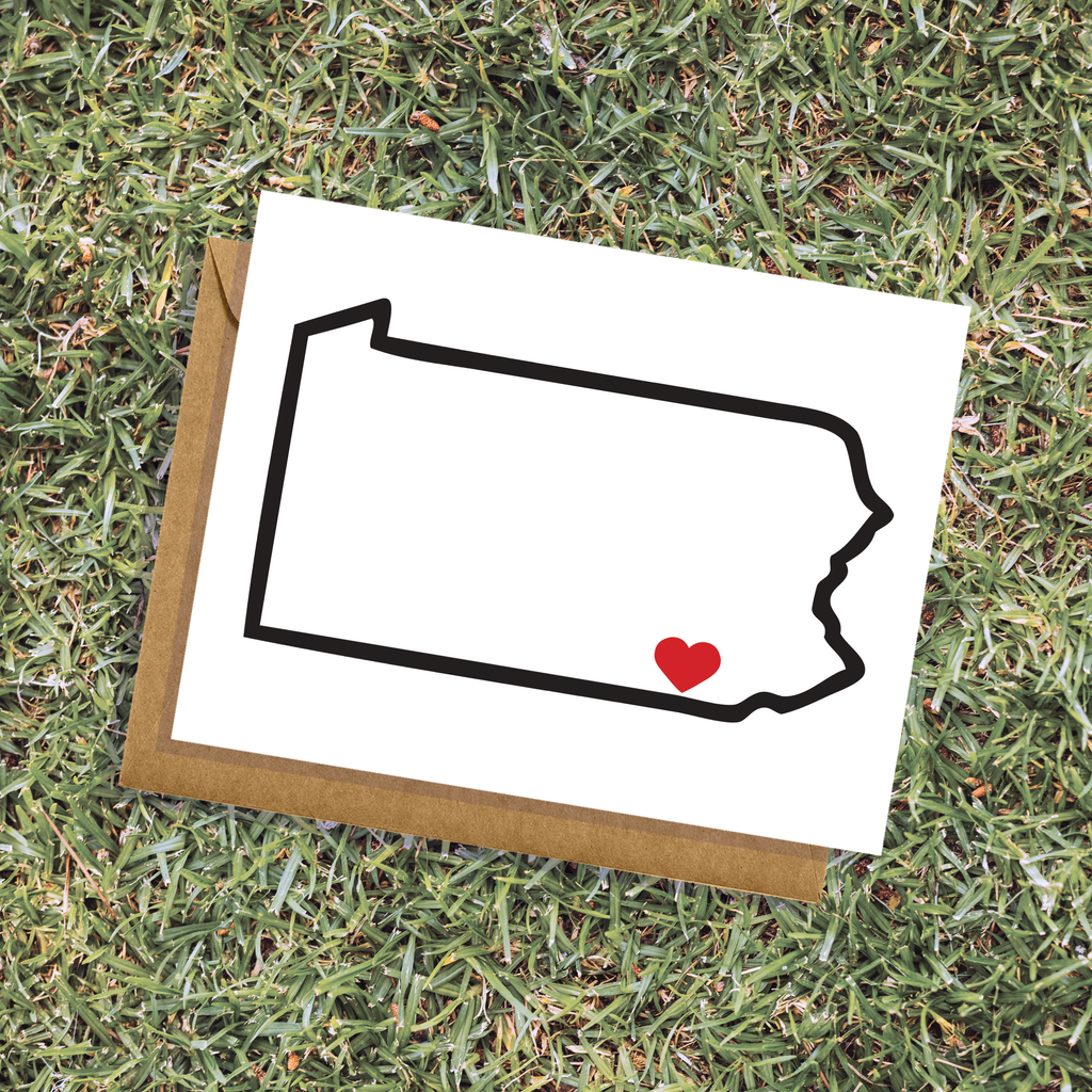 Lancaster PA Heart Outline Greeting Card
