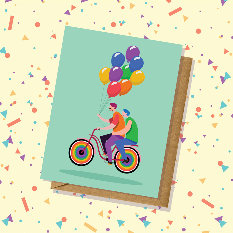 Pride Bike with Balloons Greeting Card