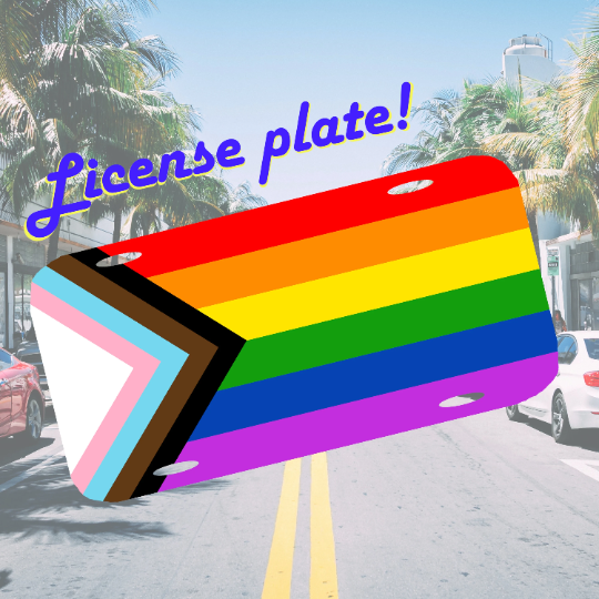 Progress Pride Flag License Plate