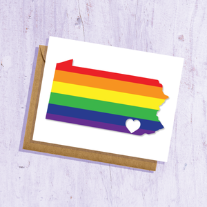 Pride Pennsylvania Rainbow with Heart Greeting Card