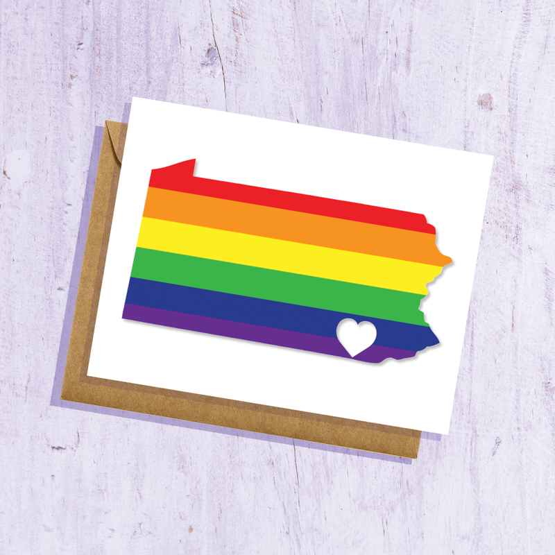 Pride Pennsylvania Rainbow with Heart Greeting Card