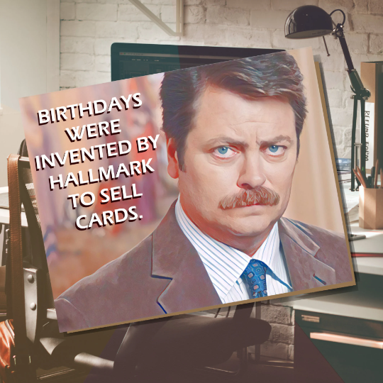 Ron Swanson Greeting Card Parks and Rec Birthday Nick Offerman Funny Comedy Sitcom Pawnee