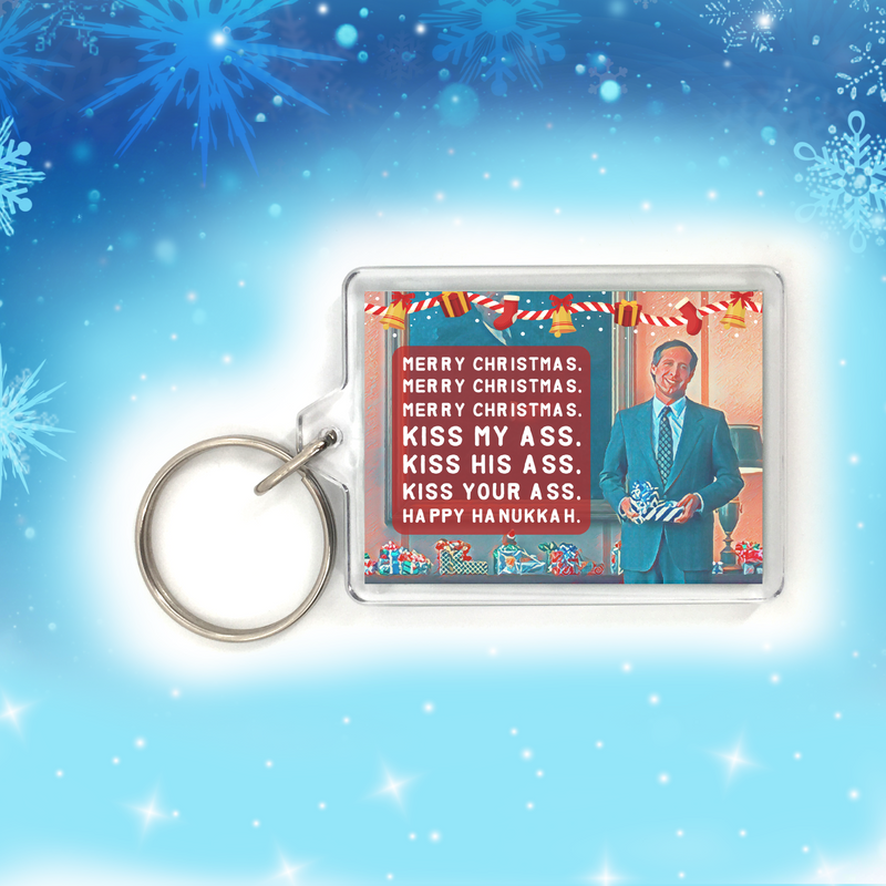 "Merry Christmas Kiss My Ass" Christmas Vacation Movie Quote Holiday Key-Chain